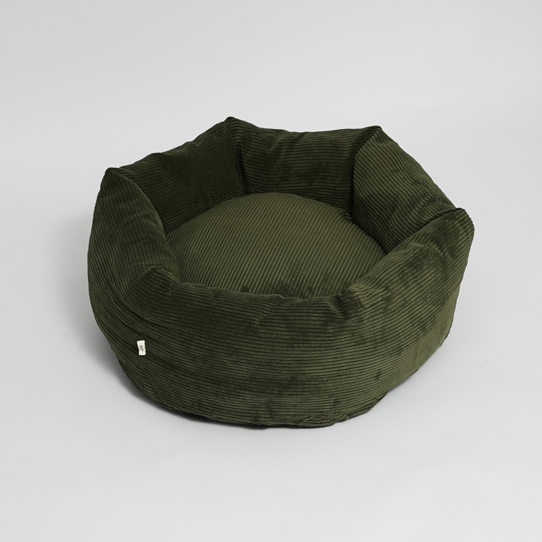 Panier pour chien Luna - Velours côtelé vert